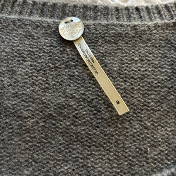 Margaret O'Leary, 70%Merino Wool/ 30%Cashmere, Grey Cable-Knit Cardigan, Size M - Picture 5 of 6